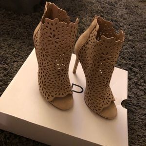 Aldo Ralidien Tan Suede Open toed Bootie